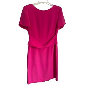 Vintage Talbots Vibrant Pink 100% Silk Draped Cocktail Dress Fuchsia CA 23147